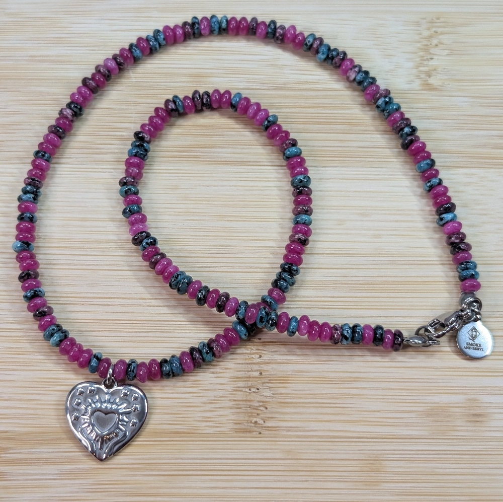 Artisan Ruby Zoizite Necklace - Unique Handmade Gemstone Jewelry - D104